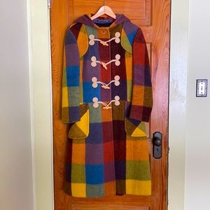 Vibrant Vintage Wool Hooded Coat